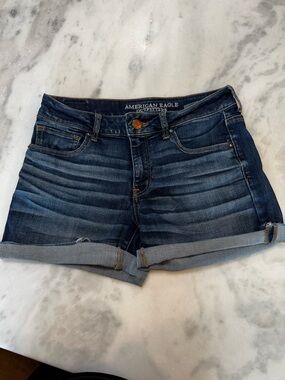 American Eagle Outfitters Midi Stretch Rolled Cuff Denim Shorts Size 12